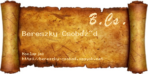 Bereszky Csobád névjegykártya